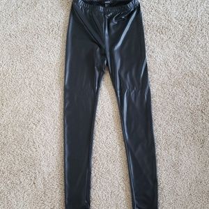 Black faux leather leggings